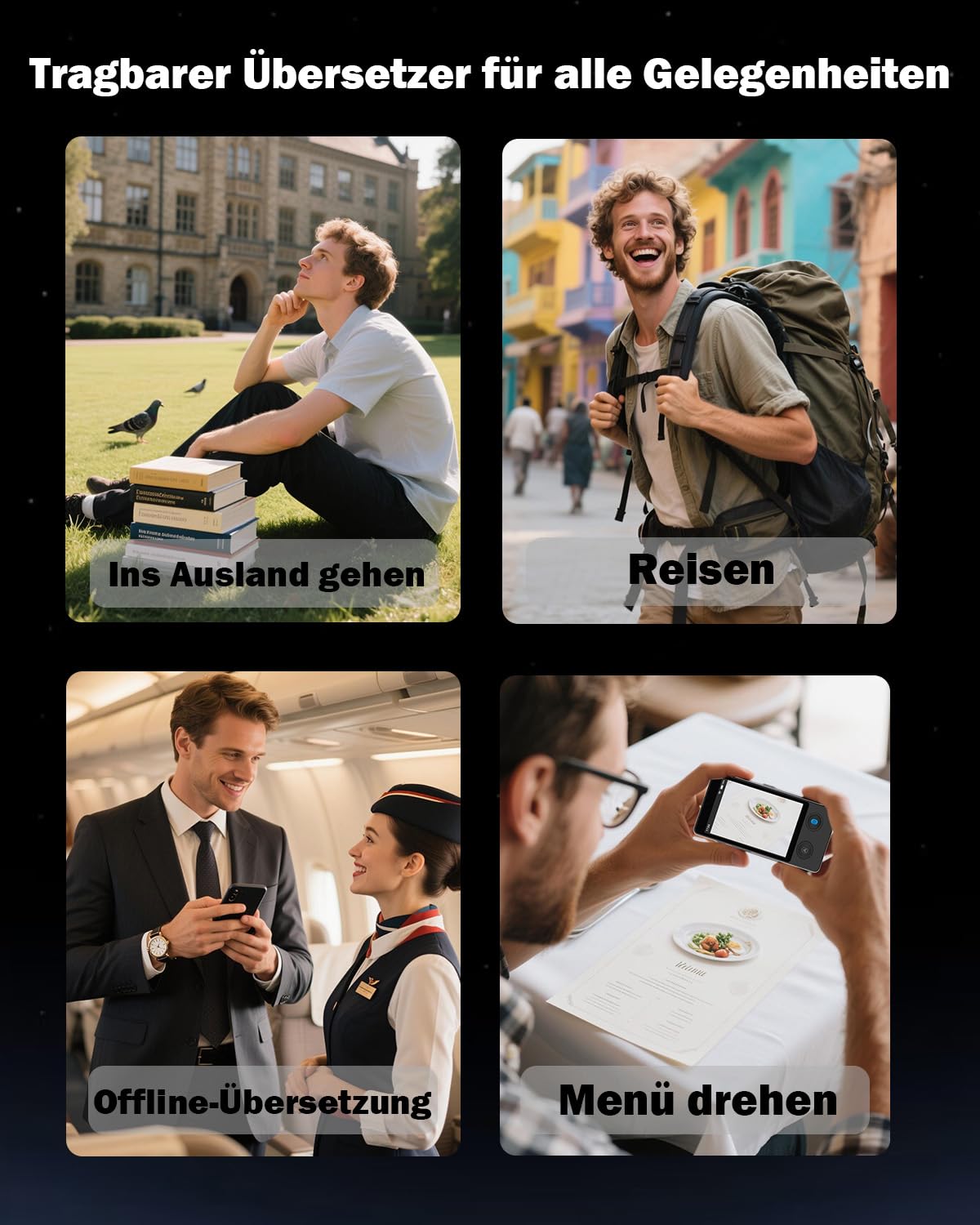 Wooask W12 Sprachübersetzer Echtzeit 144 Sprachen Offline Foto Übersetzer Gerät