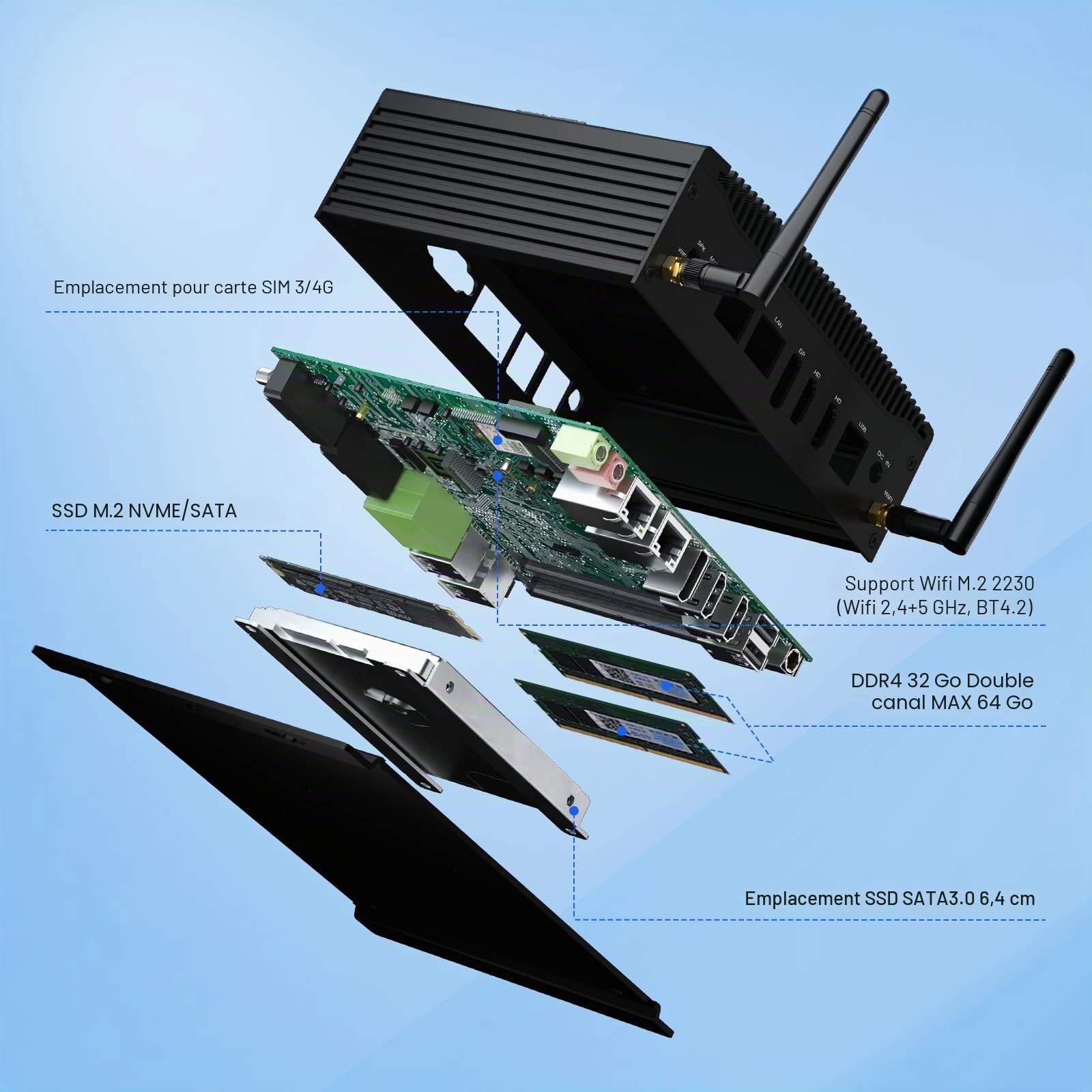 HYSTOU Mini PC Industriel Windows 11pro, 16 Go DDR4 512 Go SSD, I7-10810U (jusqu'à 4,9 GHz) 6 cœurs 12 Fils Petits Ordinateurs de Bureau, Triple Affichage 4K, WIFI2.4G+5.0G, TPM2.0