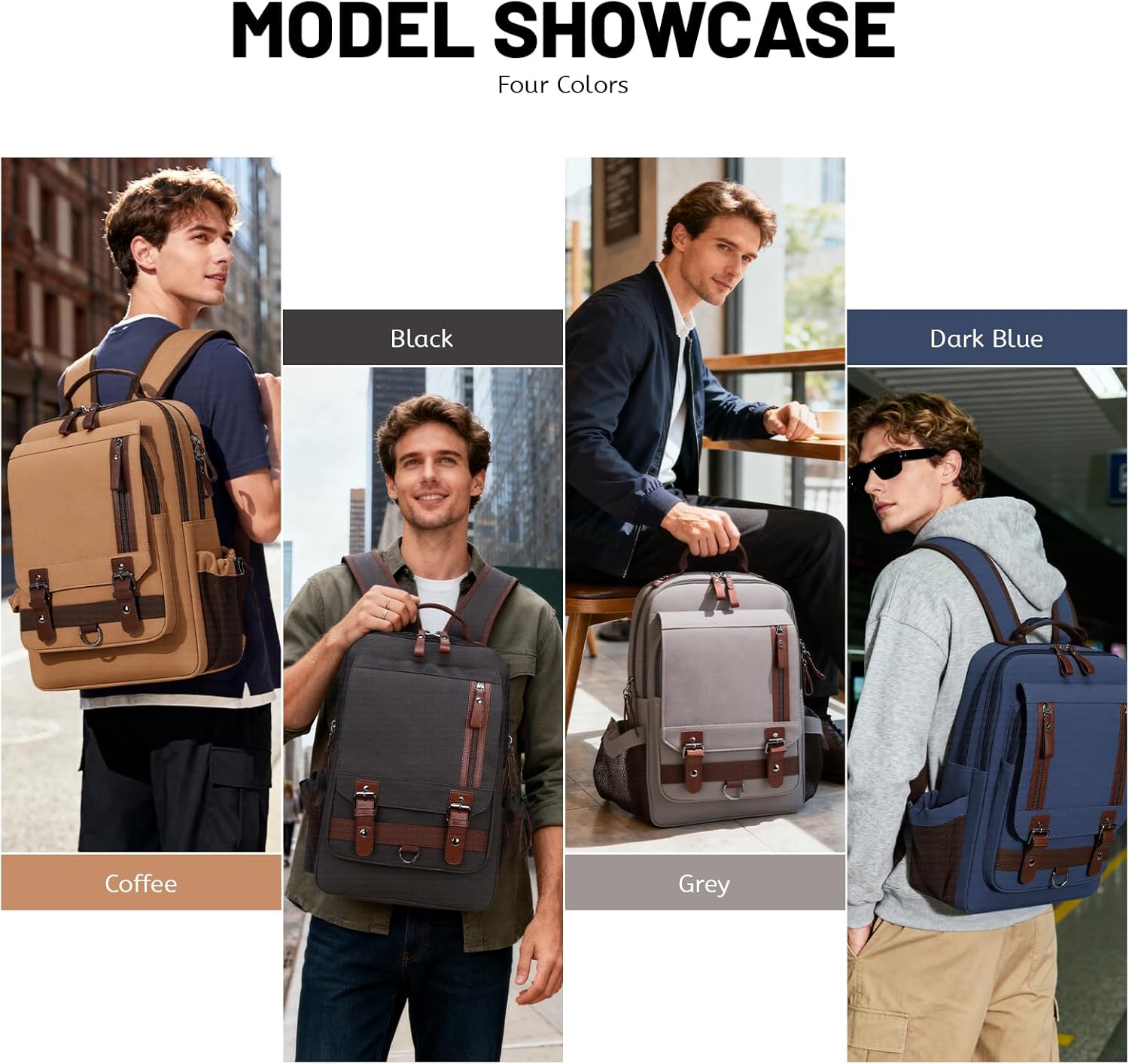 Lanola Water-resistant Canvas Backpack with Anti-Theft Pocket, Daypacks Fits 15.6 Inch Laptop for Men Perfect for Work, Travel, Daily Use (Coffee) - Image 6