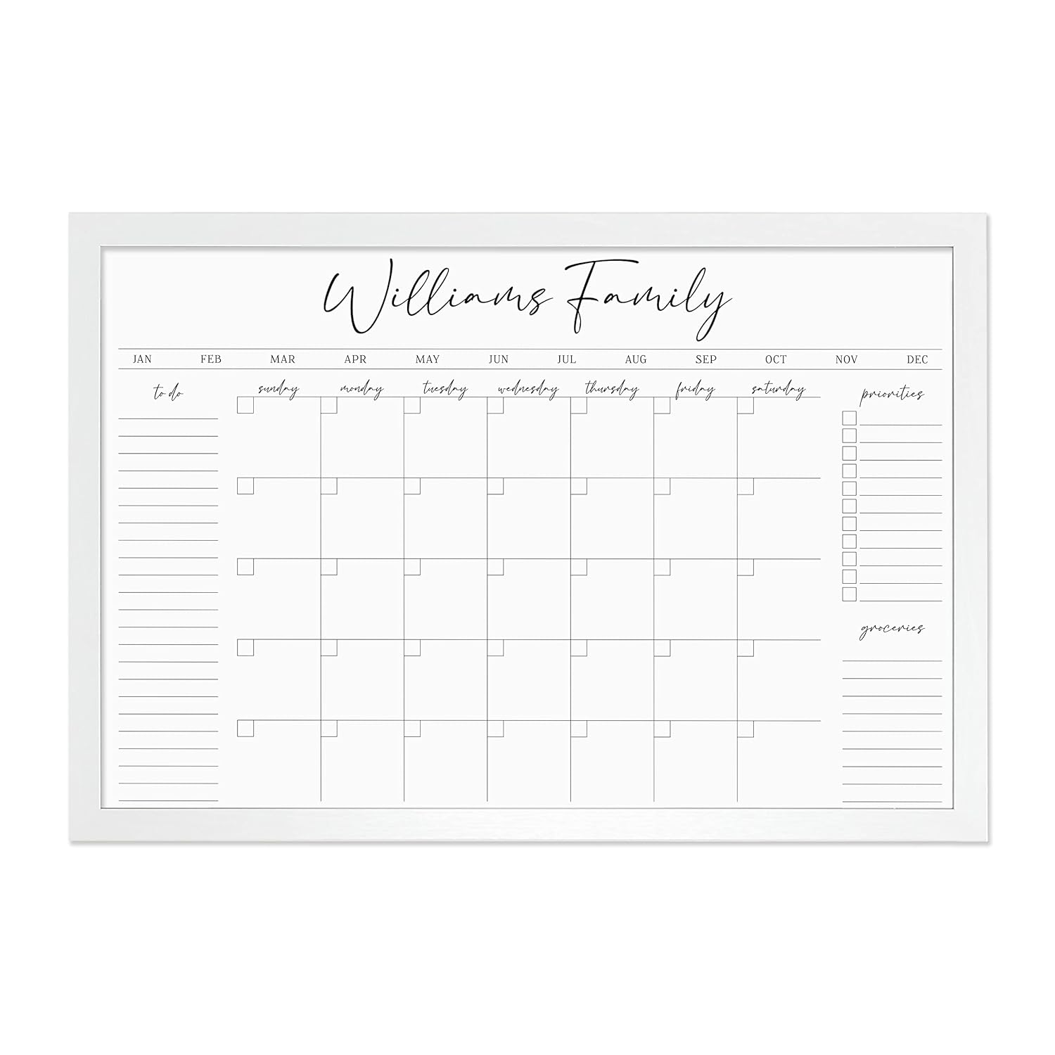 Personalized Dry Erase Wall Calendar with Custom To do list
