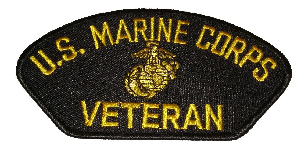 U S MARINE CORPS VETERAN WITH EAGLE GLOBE ANCHOR PATCH - Gold on Black Background - Veteran Owned Business