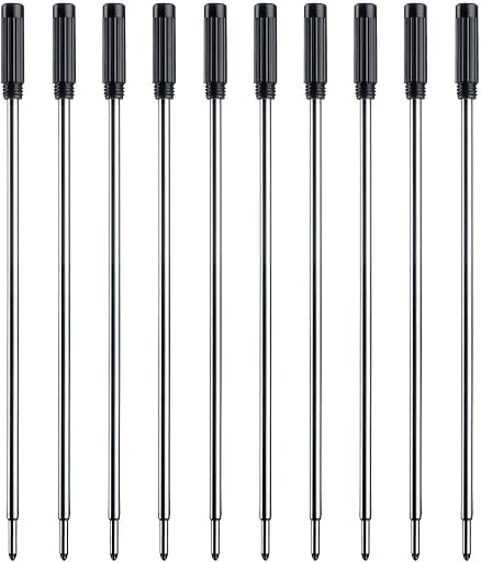 Black Ink Refills (10pcs), Replaceable Pens Refills, 1mm Medium Tip - Black