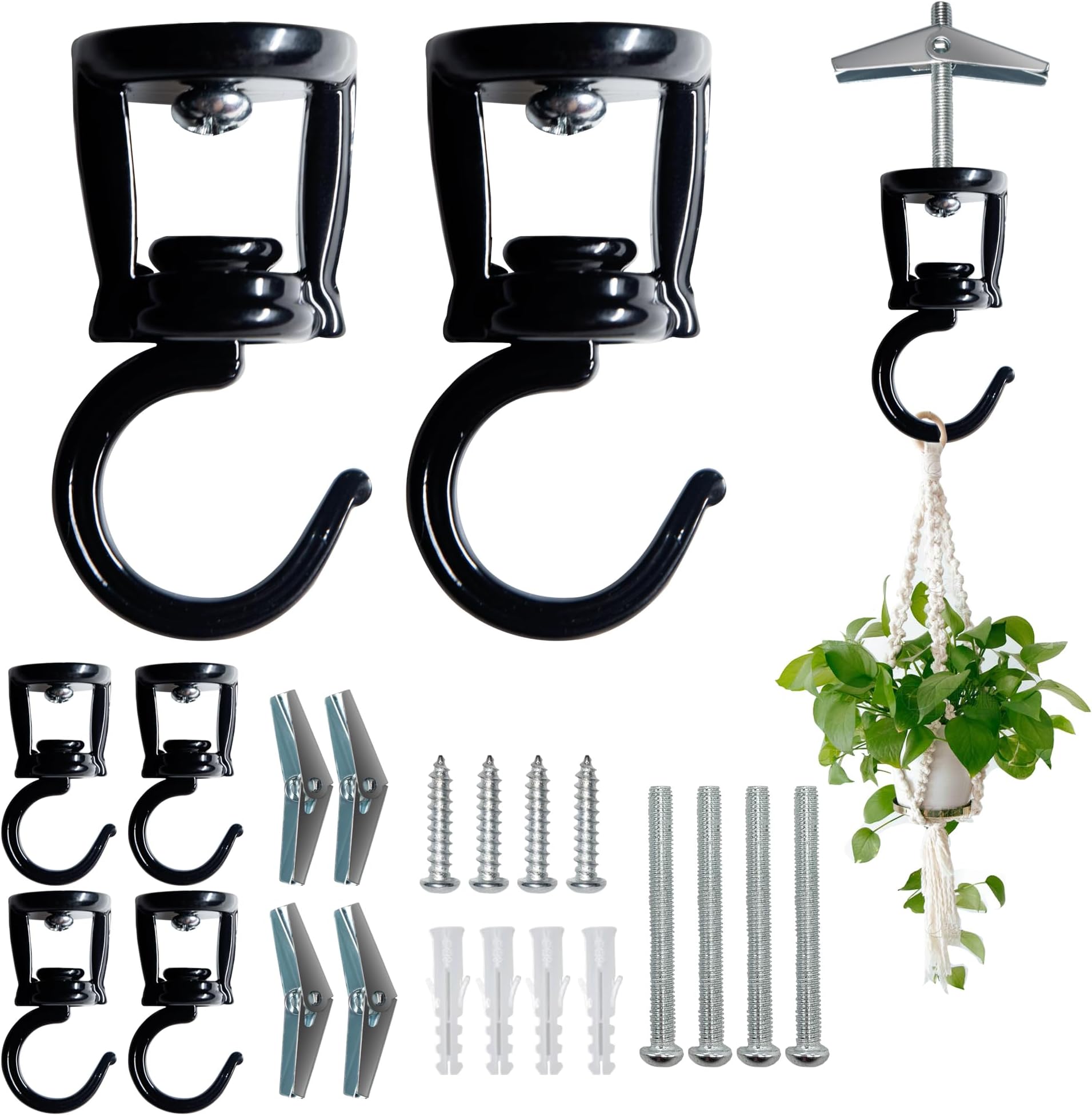 Amazon.com: ONIKK Ceiling Hooks for Hanging Plants (4 PCS Black),Heavy ...