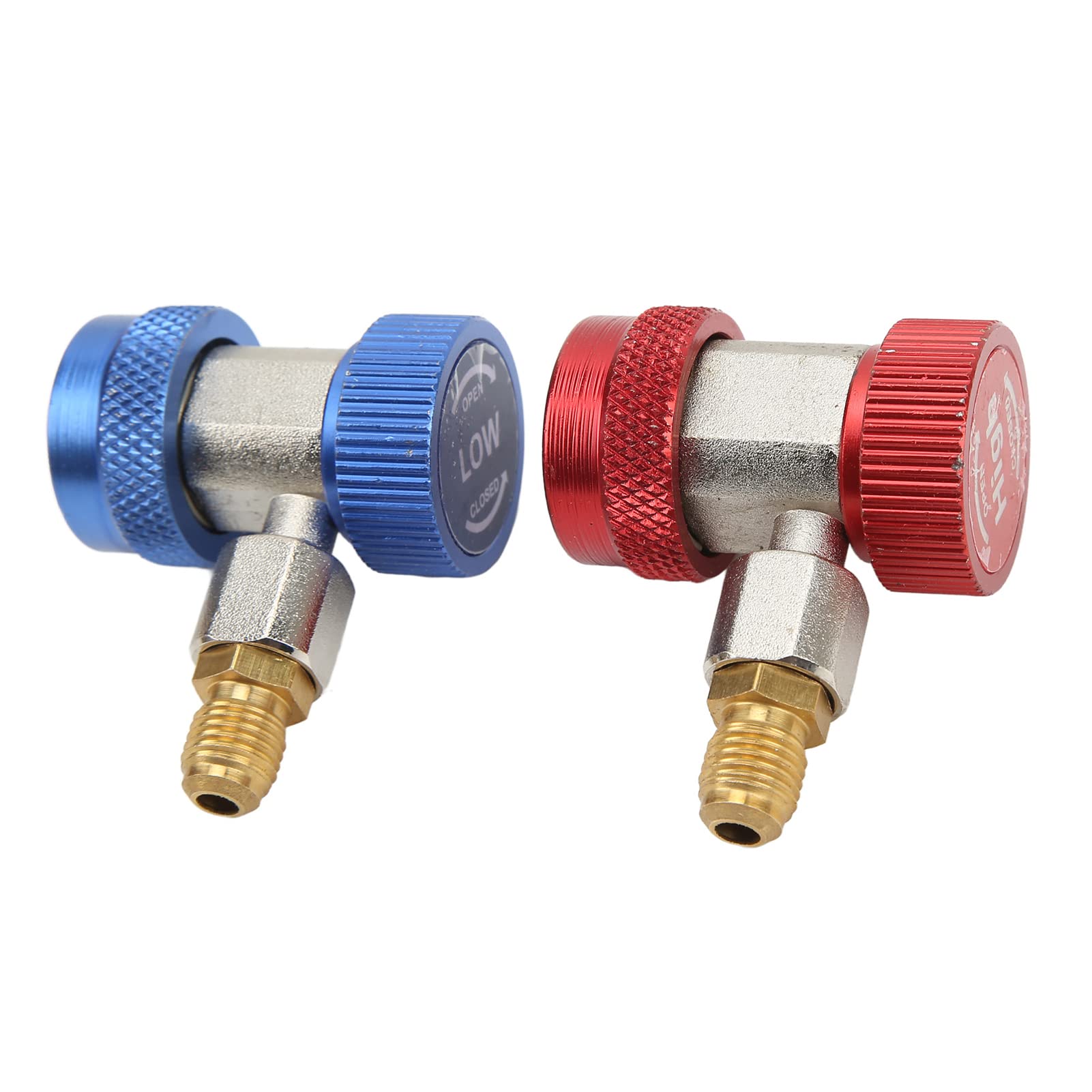 Ejoyous Acopladores Rápidos R134A Adaptadores de Juego de Manómetros de Colector de CA de Latón 1 4 Conectores Laterales Abocardados Macho de Alto y bajo Diseño de Conexión Rápida para Servicio de