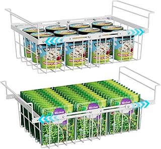 GSlife Freezer Organizer Bins - 2 Pack Expandable Freezer Bins for 10 to 20 Cu.Ft Chest Freezers, Hanging Wire Baskets Stop Digging & Maximize Top Storage Space, Sliding Deep Freezer Baskets, White