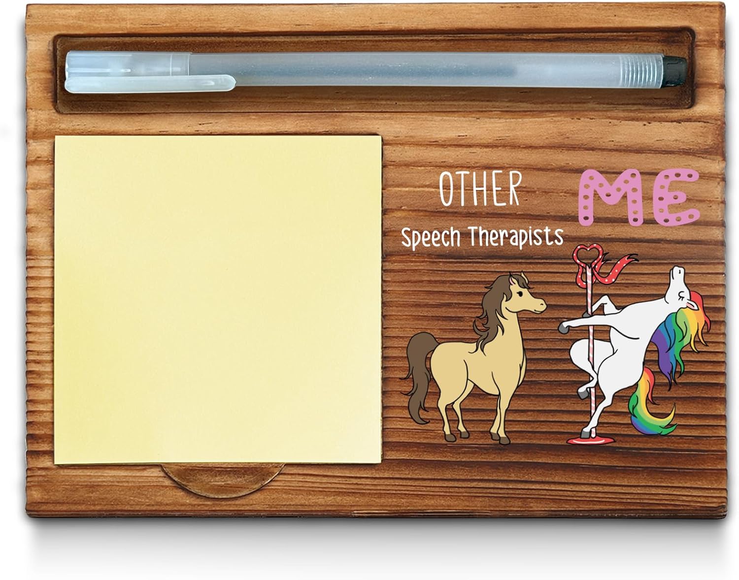 Funny Speech Therapist Gifts, Fun, Gag, Humor, Thank You Appreciation Gifts for Speech Language Pathologist Office Desk Supplies Accessories Wood Sticky Self-Stick Note Pad Holders WPP70
