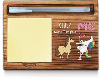 Funny Speech Therapist Gifts, Fun, Gag, Humor, Thank You Appreciation Gifts for Speech Language Pathologist Office Desk Supplies Accessories Wood Sticky Self-Stick Note Pad Holders WPP70