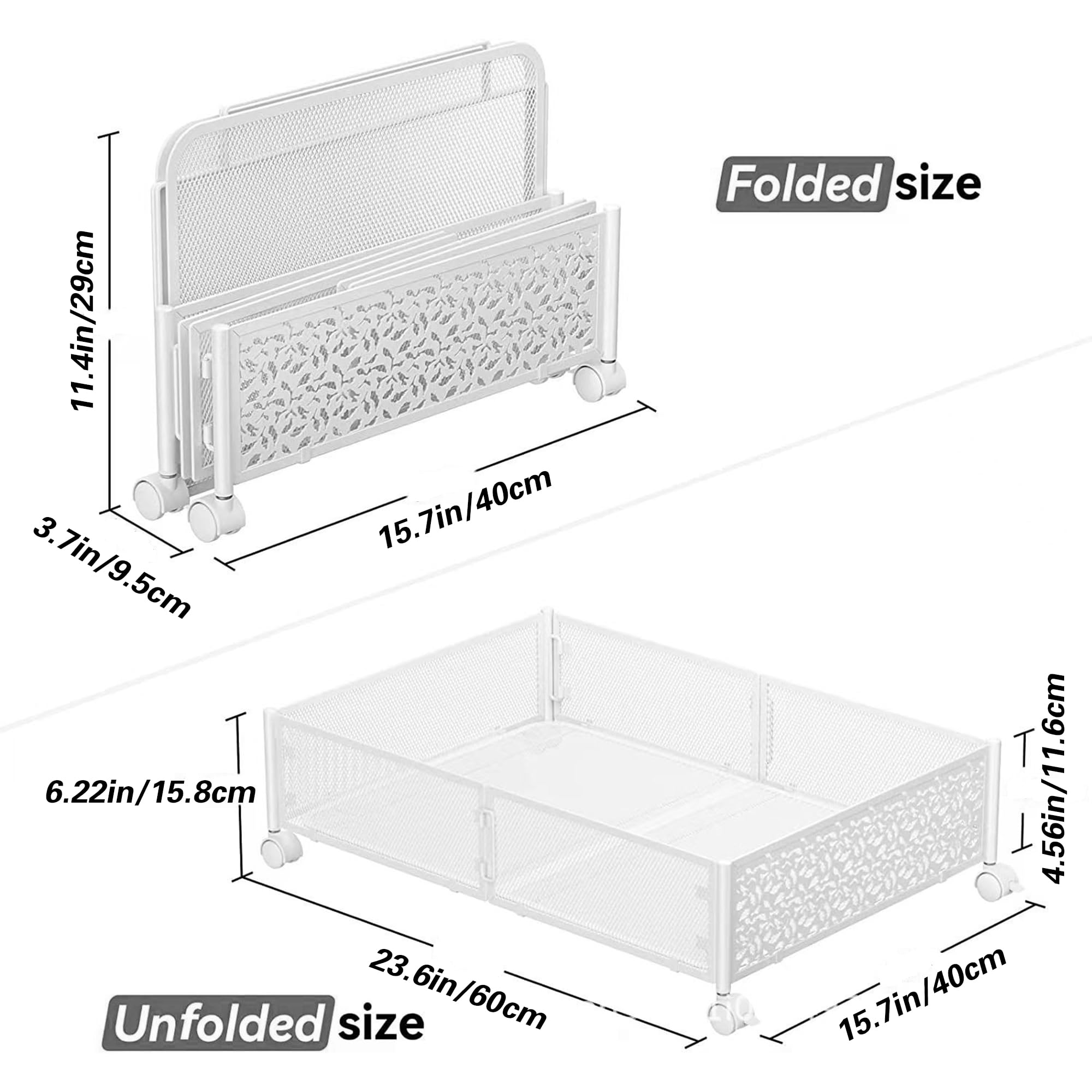 Contenitori Di Stoccaggio In Metallo Sotto Il Letto Con Ruote - Organizer Per Cassetti Sotto Il Letto Pieghevole Senza Attrezzi Per Vestiti, Scarpe, Giocattoli E Biancheria Da Letto white 2P