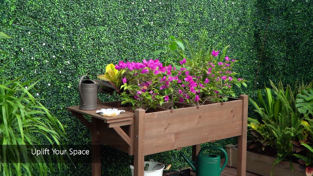 Fioriera Rialzata Yaheetech In Legno - 8 Scomparti Con Ripiano - Foto 6