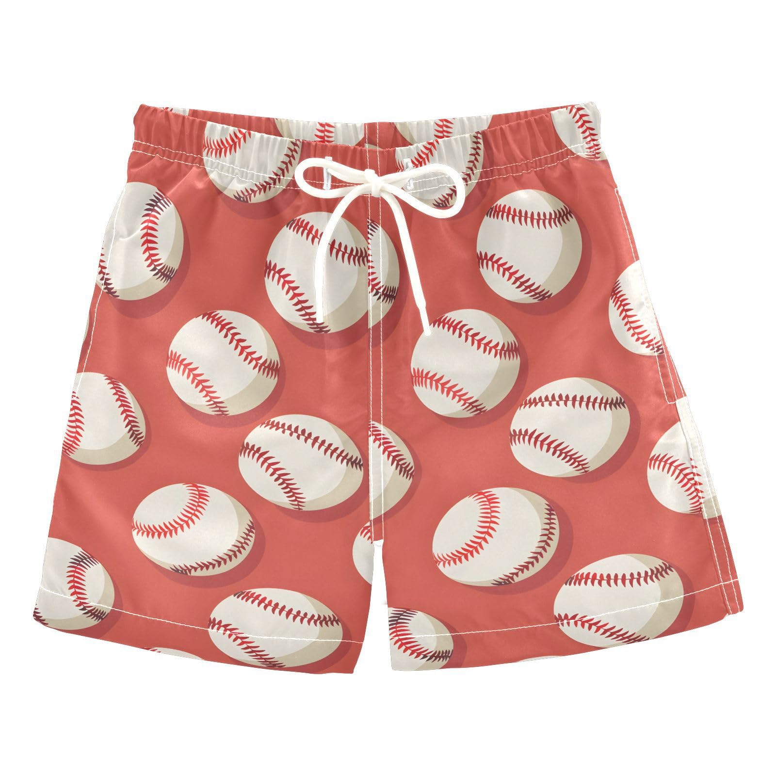 Baseball Red Boys Swim Trunks Toddler Shorts Swimwear Boardshorts
