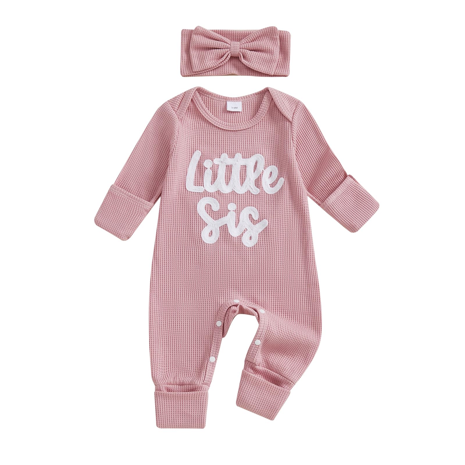 allshope Infant Baby Girl Fall Outfit Sweatshirt Romper Little Sister Lil Sis Long Sleeve Jumpsuit Newborn Clothes