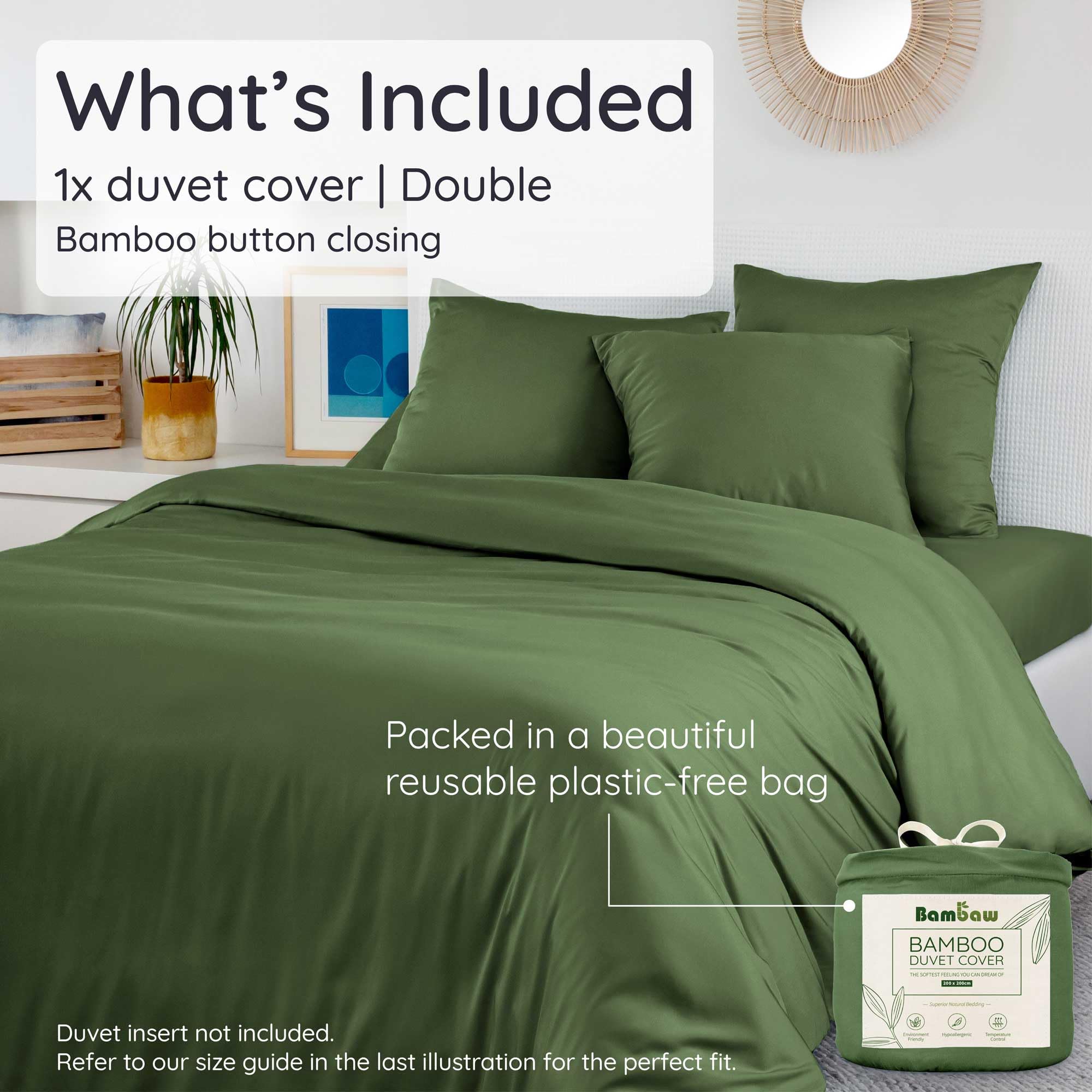 Bambaw Bamboo Double Duvet Cover, 200x200 cm, Summer Cool Bedding, Bamboo Bed Sheets - Image 2