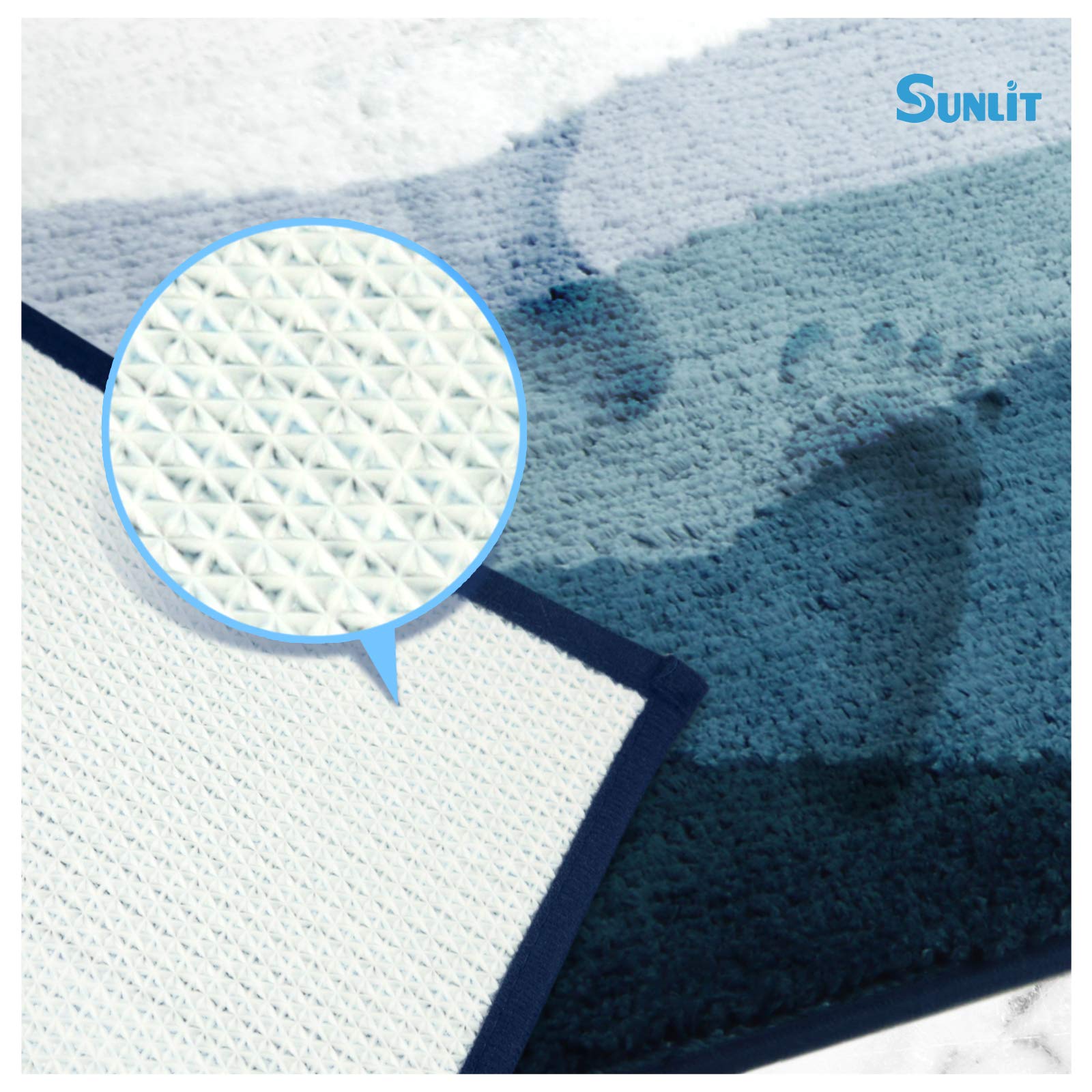 Set di tappetini da bagno blu antiscivolo, assorbenti e morbidi, lavabili in lavatrice (set da 2 a 50,8 x 76,2 cm)