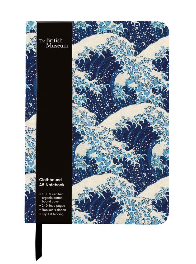 Museums & Galleries Lined A5 Clothbound Journal - 'The Great Wave' Design by Hokusai - 240 Pages - Lovely Gift Idea