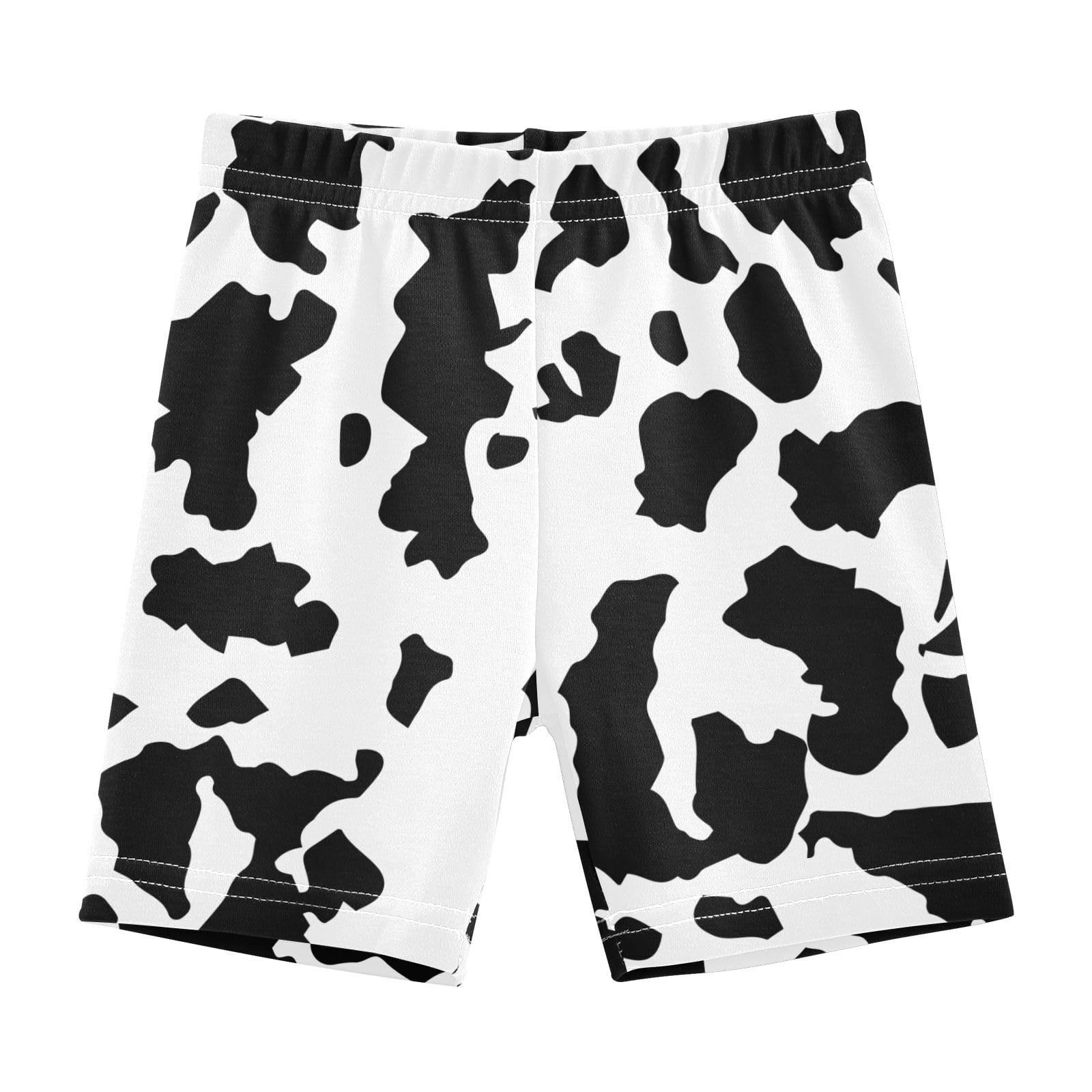 JHKKU Girls Cow Print Shorts Cotton Cartwheel Bike Kids Biker Under Dress Dance Short Girl Clothes 8Y