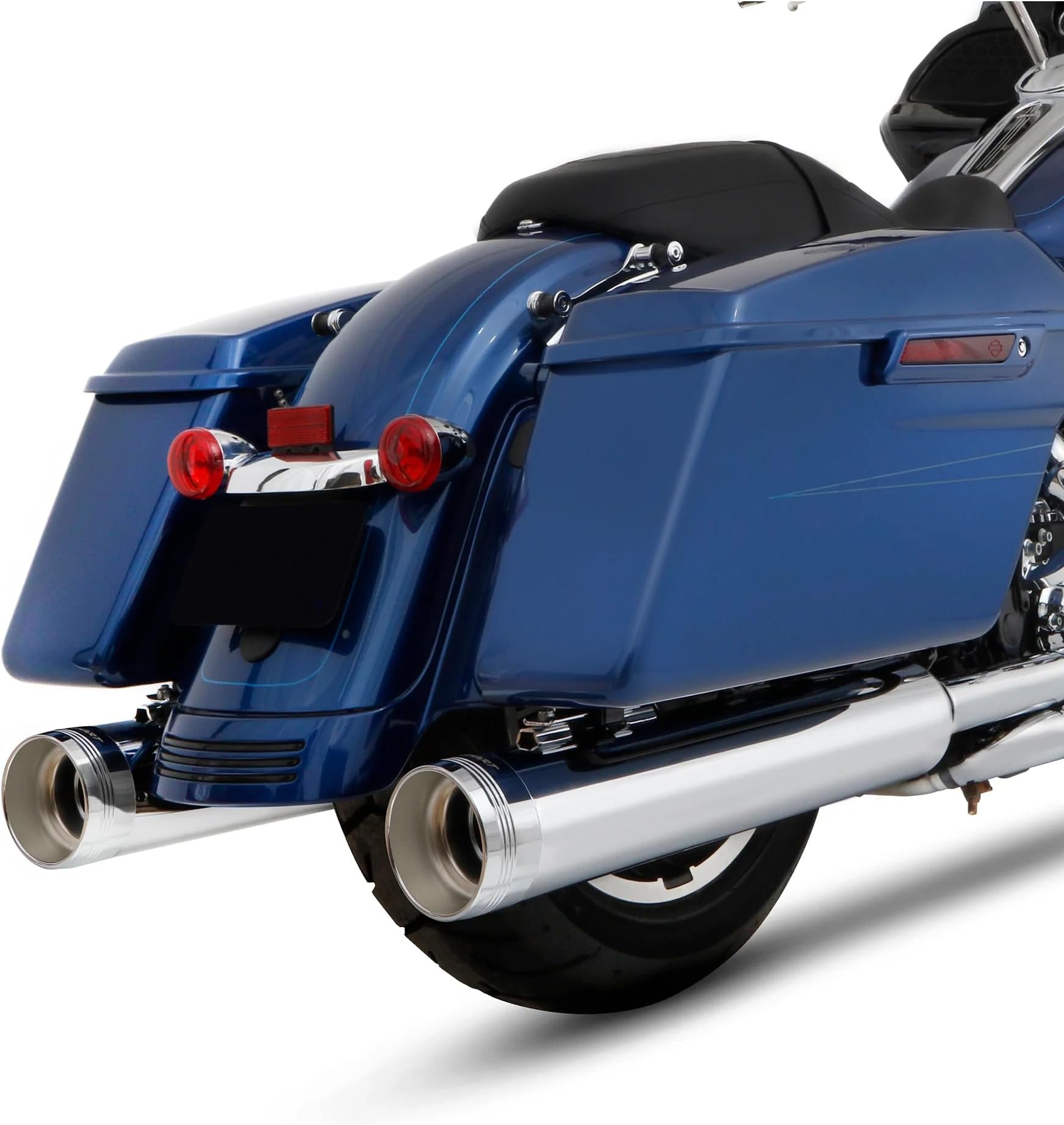 500-0185C Rinehart Racing DBX45 4.5" Chrome Slip-On Mufflers with Chrome Tradition End Caps for 2017-Newer Harley Touring Models