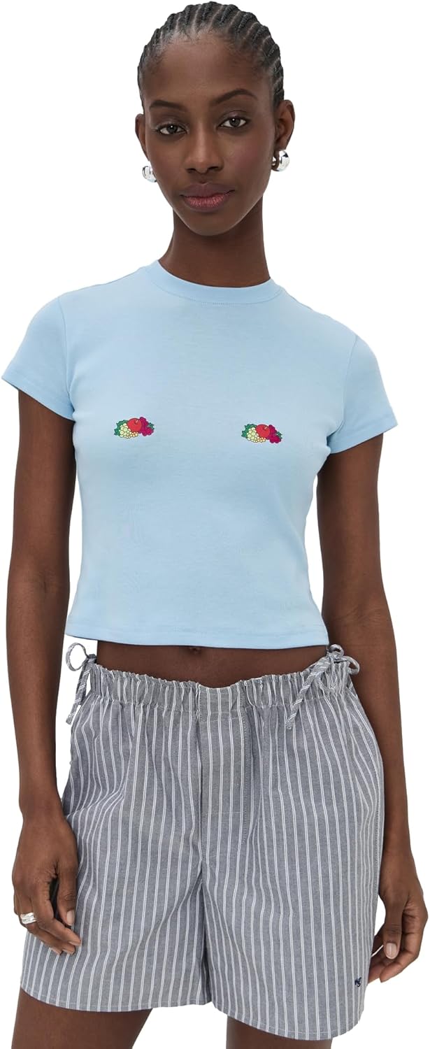 HOMMEGIRLS Women's Homme Girls x Fruit of The Loom Baby Tee with Double Logo