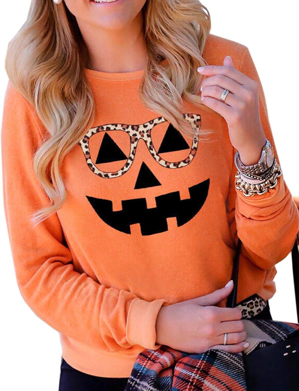 Women's Halloween Pumpkin Pullover Sweaters Trick or Treat