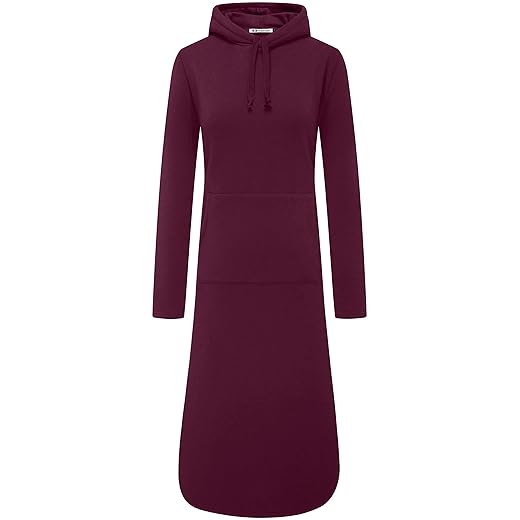 WenVen Womens Plus Size Maxi Sweatshirt Gown Sherpa Lined Hoodie (Purple, 2XL)