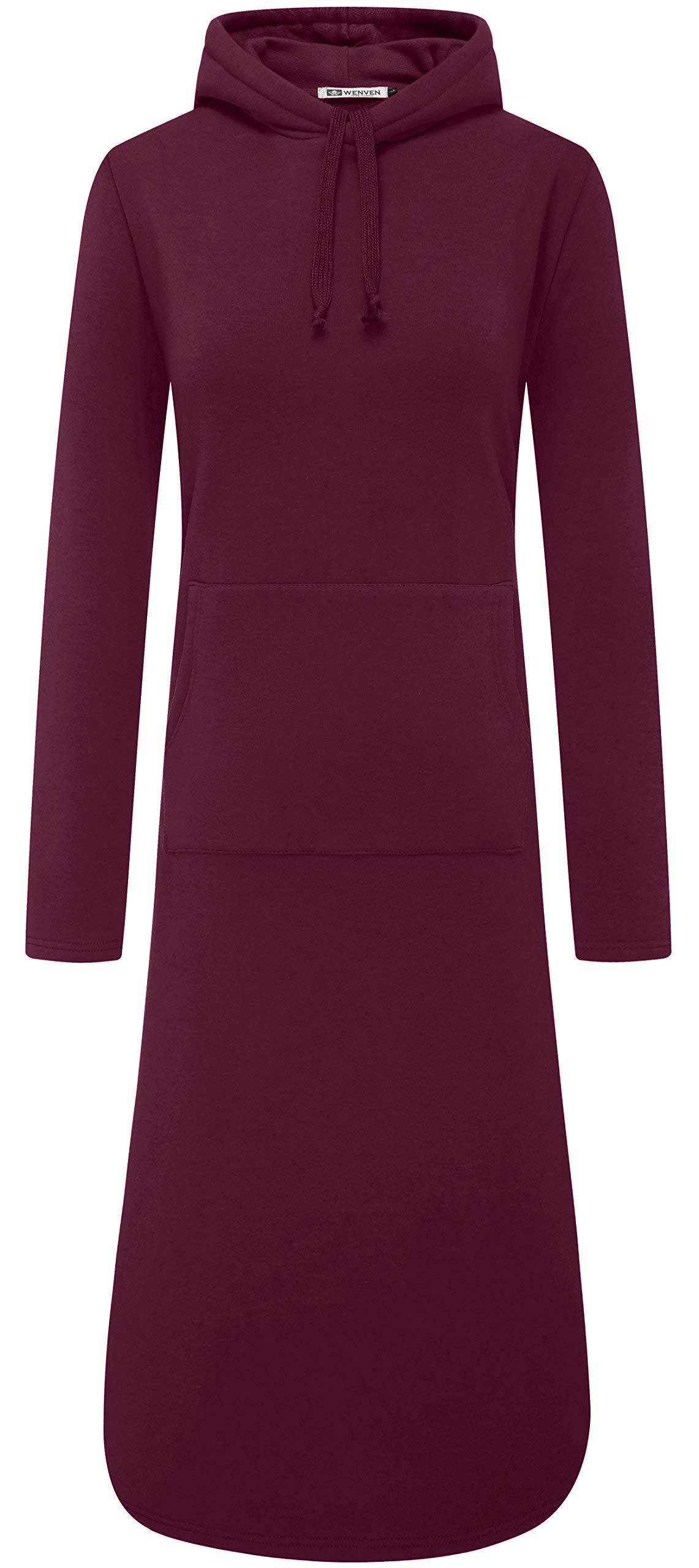 WenVen Womens Long Hoodie Dress Thicken Fleece Lined Pullover Sweatshirt