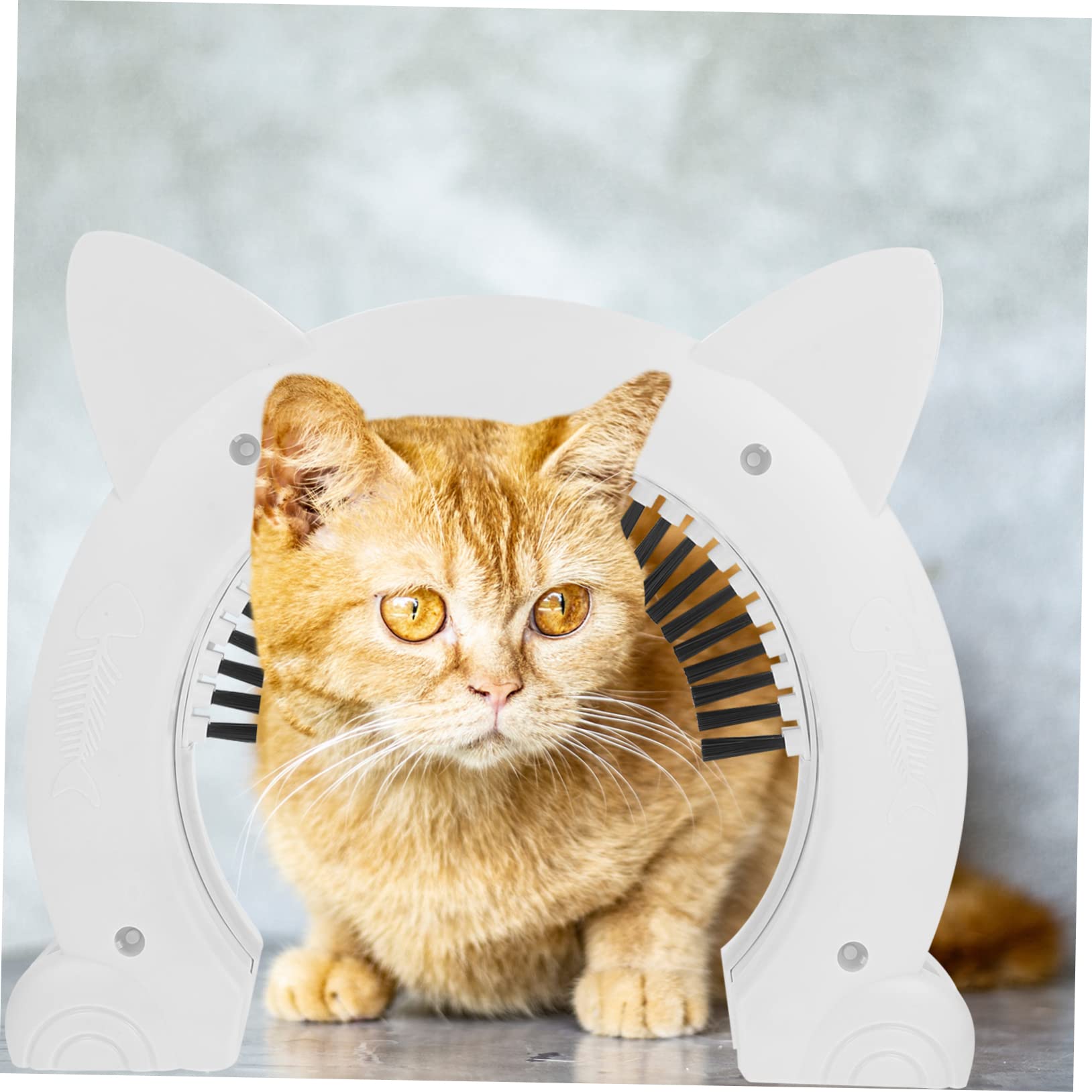VICASKY Porte pour Chat Intérieure en Plastique ABS Brosse Intégrée, Accès Pratique pour Animaux Domestiques, Cadre Blanc, 1 Set pour Chien et Chat
