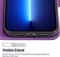 Vista 6 de Arae Funda compatible con iPhone 13 Pro Max con tarjetero y correa para la muñeca, funda con tapa para iPhone 13 Pro Max de 6.7 pulgadas