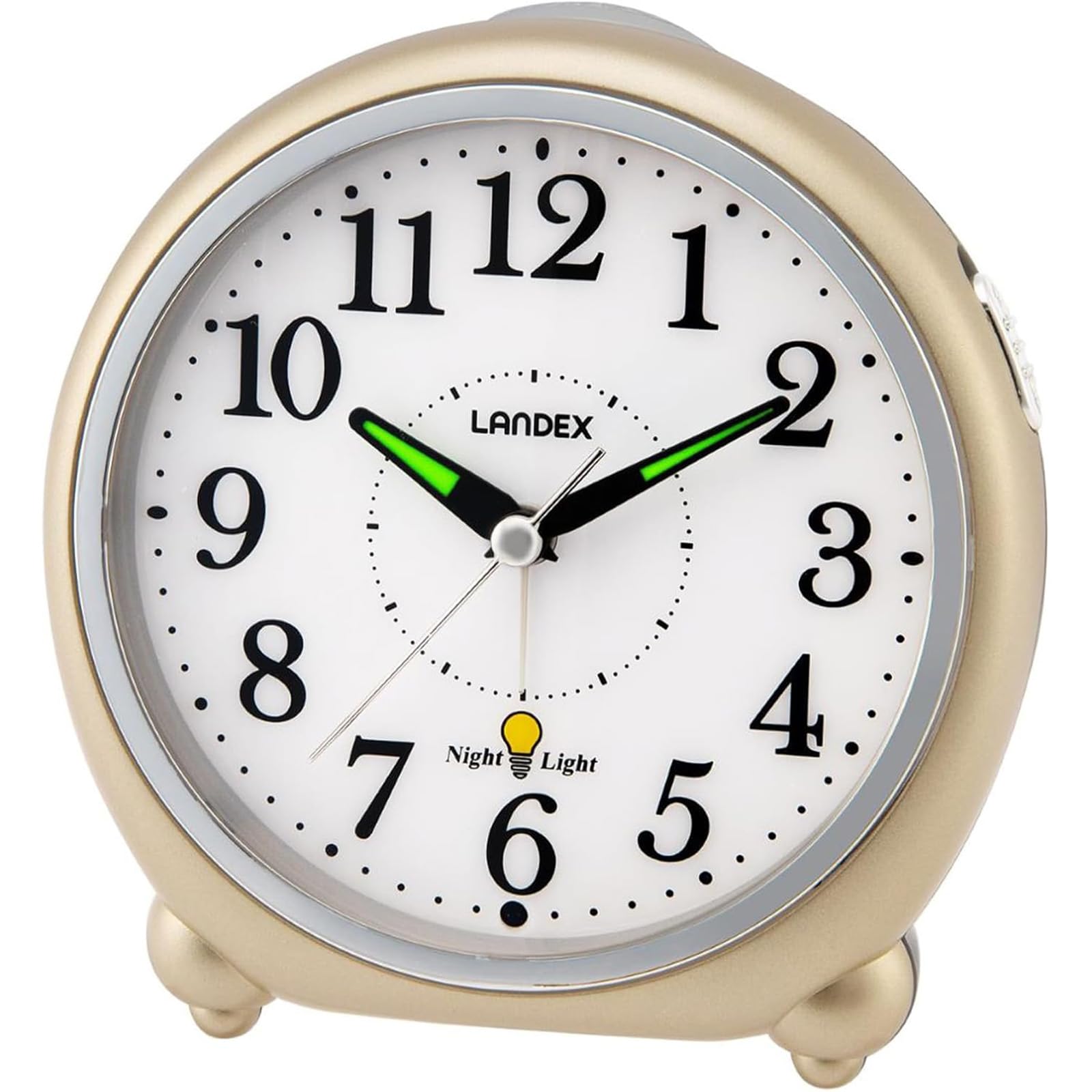 ランデックス(Landex) 置き時計 目覚まし時計 アナログ 常時点灯 光センサー 連続秒針 電子音アラーム 芳邦産業 ゴールド サイレントゴールド YT5316