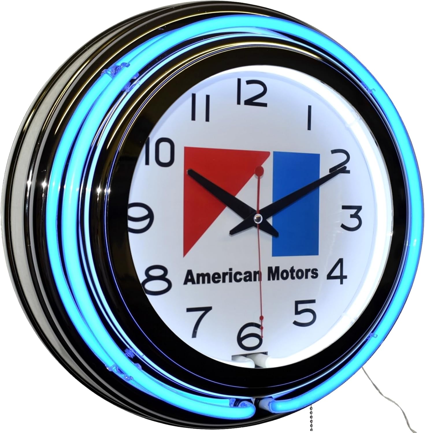 AMC American Motors Logo Blue Double Neon Clock Man Cave Garage Decor