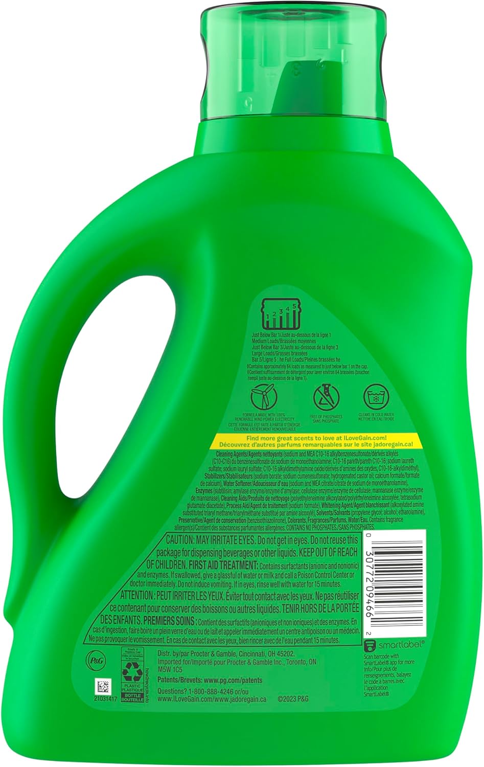 Gain Ultra Oxi Liquid Laundry Detergent, Waterfall Delight Scent, 61 Loads, 2-in-1, HE Compatible image 2