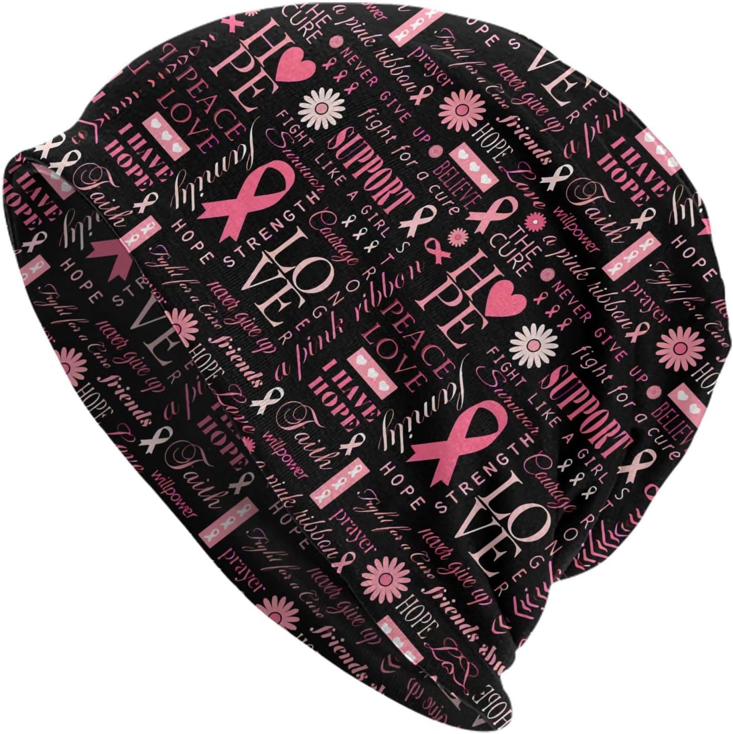 Breast Cancer Beanie Chemo Hat Cancer Headwear Knitted Hats Baggy Slouchy Knit Hat Scarf Cap for Adults Women Men