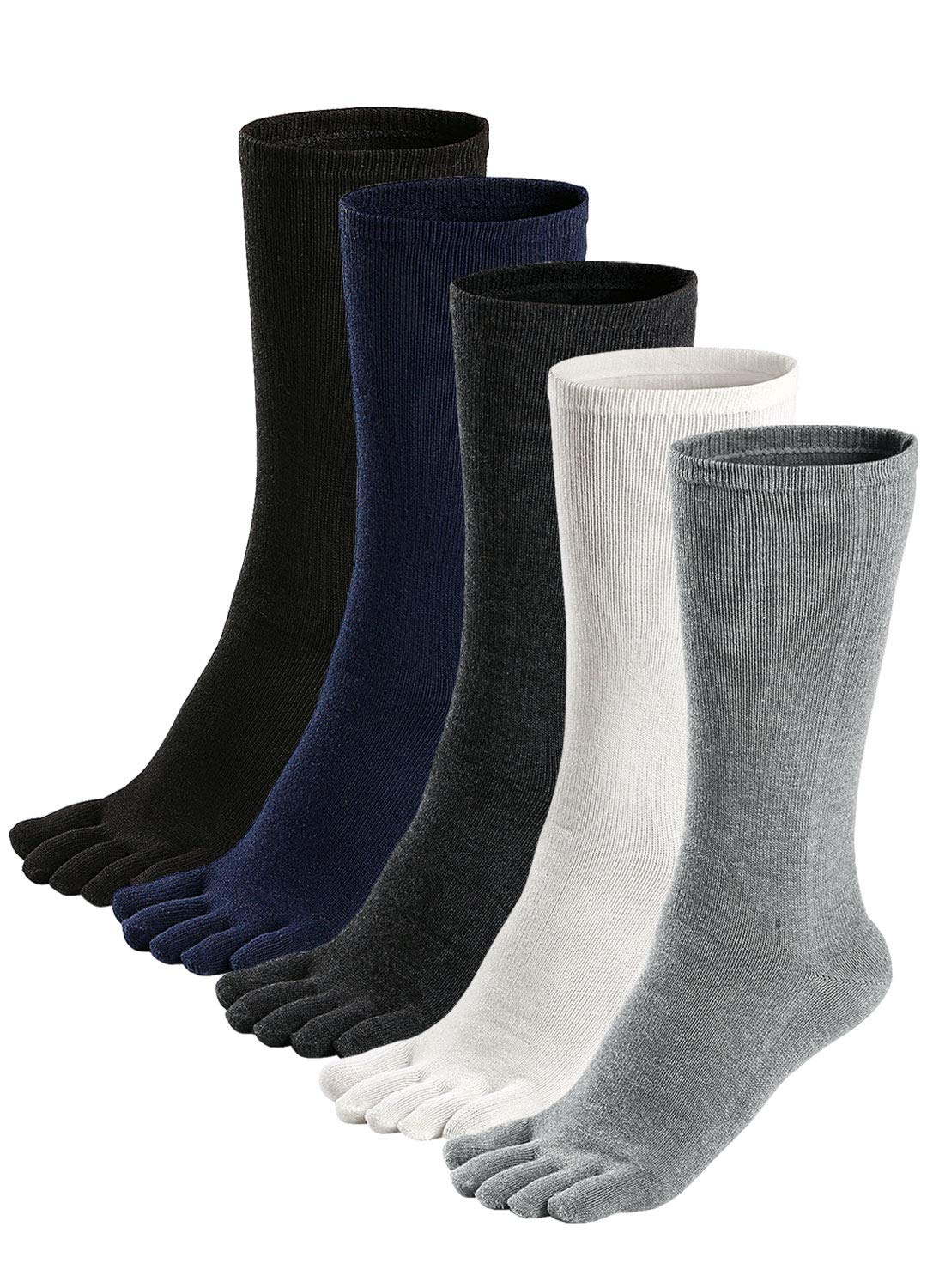 Putuo Men's Multicoloured-5 Pairs Five Toe Socks: Cotton Crew Finger Socks For Sports Running 5 Pairs