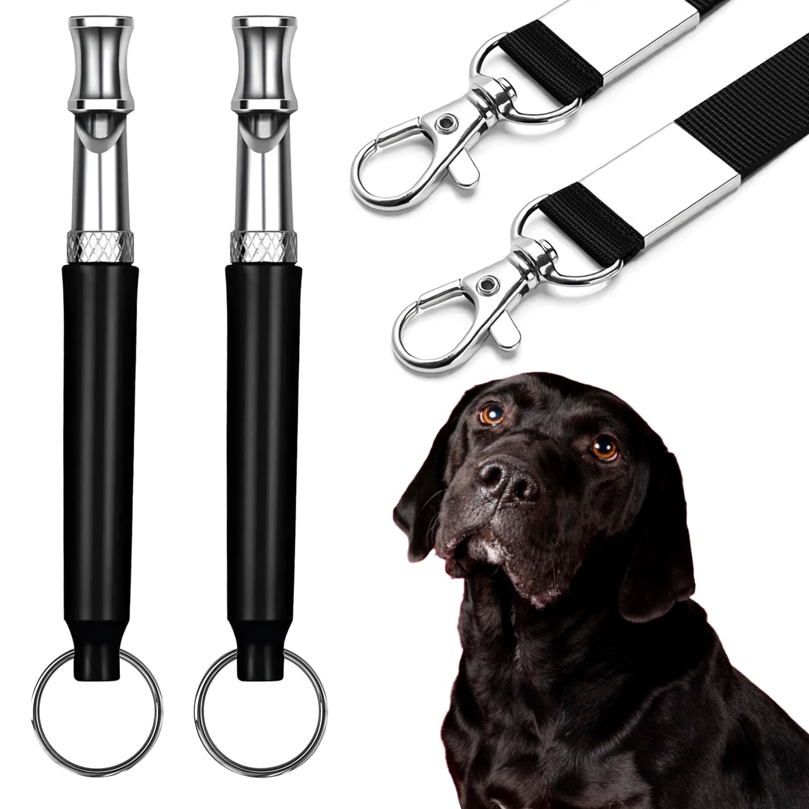 CdbC Dog Whistle - 2Pack Dog Whistle to Stop Barking Neighbor's Dog, Adjustable Ultrasonic Silent Dog Whistle,Helpful for Training Recall (Black with