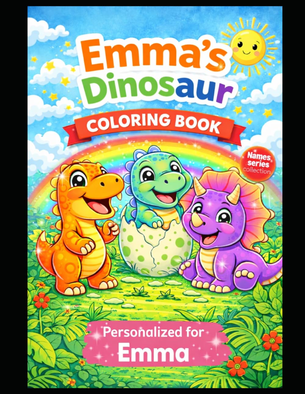Emma’s Dinosaur Coloring Book: A Personalized Coloring Book with Cute Dinosaurs – Fun & Creative Activity for Kids (Names Series Colletion)