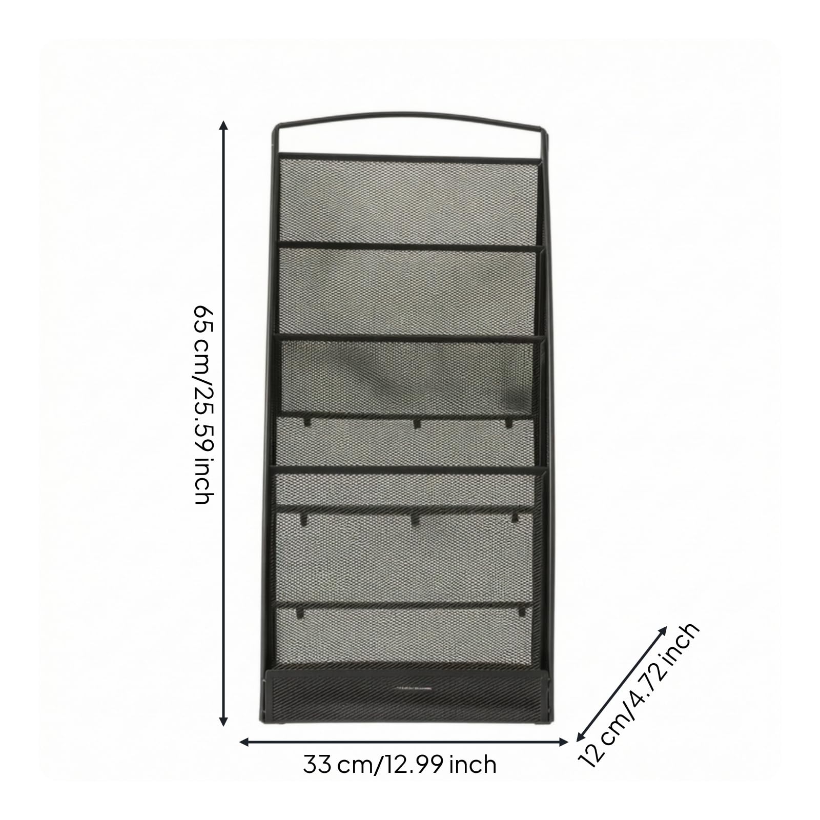 Porta Riviste in Metallo Scaffale Verticale Organizzatore Ufficio Espositore Brochure Maglia Forata a Sovrapposte per Ordine Adatto per Studi, Nero