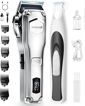 oneisall Dog Clippers for Grooming Thick Hair, Low-Noise Dog Paw Trimmer with LED Light