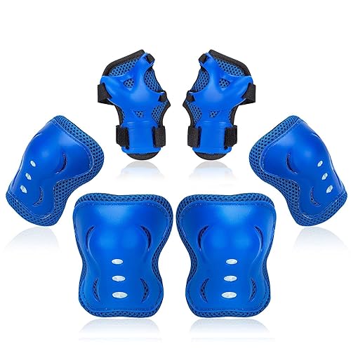 RUNDONG Rodilleras para niñosjóvenes, coderas, muñequeras, equipo de protección, para patinaje, patinaje en línea, monopatín y otras actividades