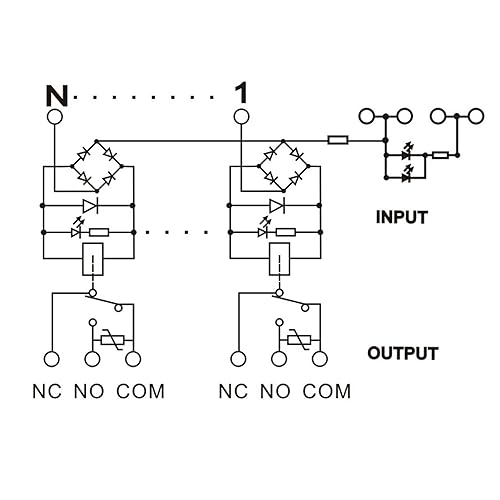 Miniatura 6 de GAEYAELE Módulo de relé de 4 canales 1 módulo de relé de interfaz DCCA de montaje en carril DIN SPDT de 12V (FY-T734-12VACDC)