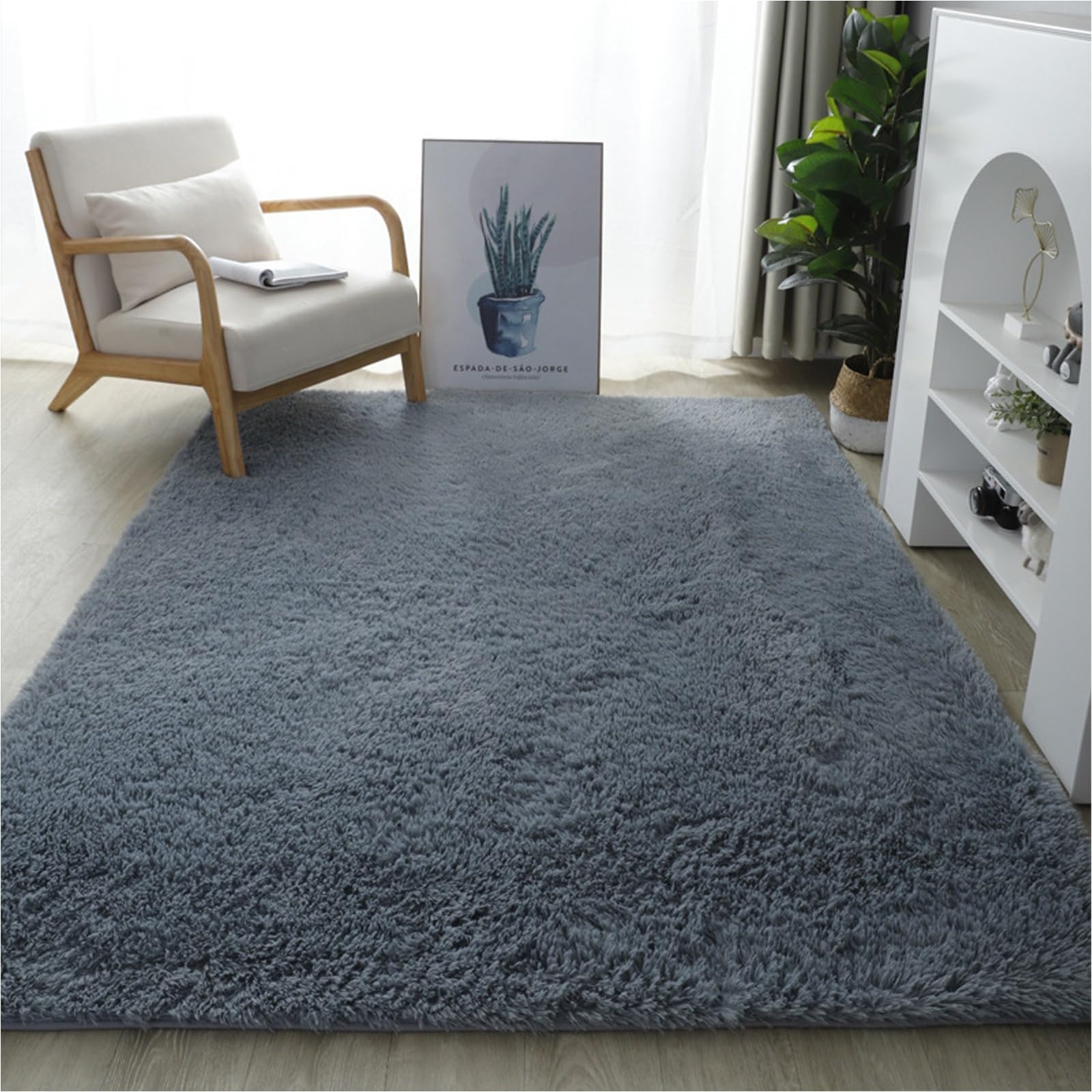 Alfombras Salon 180 x 230 cm Antideslizante Resistente Alfombras de Sala de Estar Alfombras Salón Pelo Largo para Interiores Estar Habitación, Gris