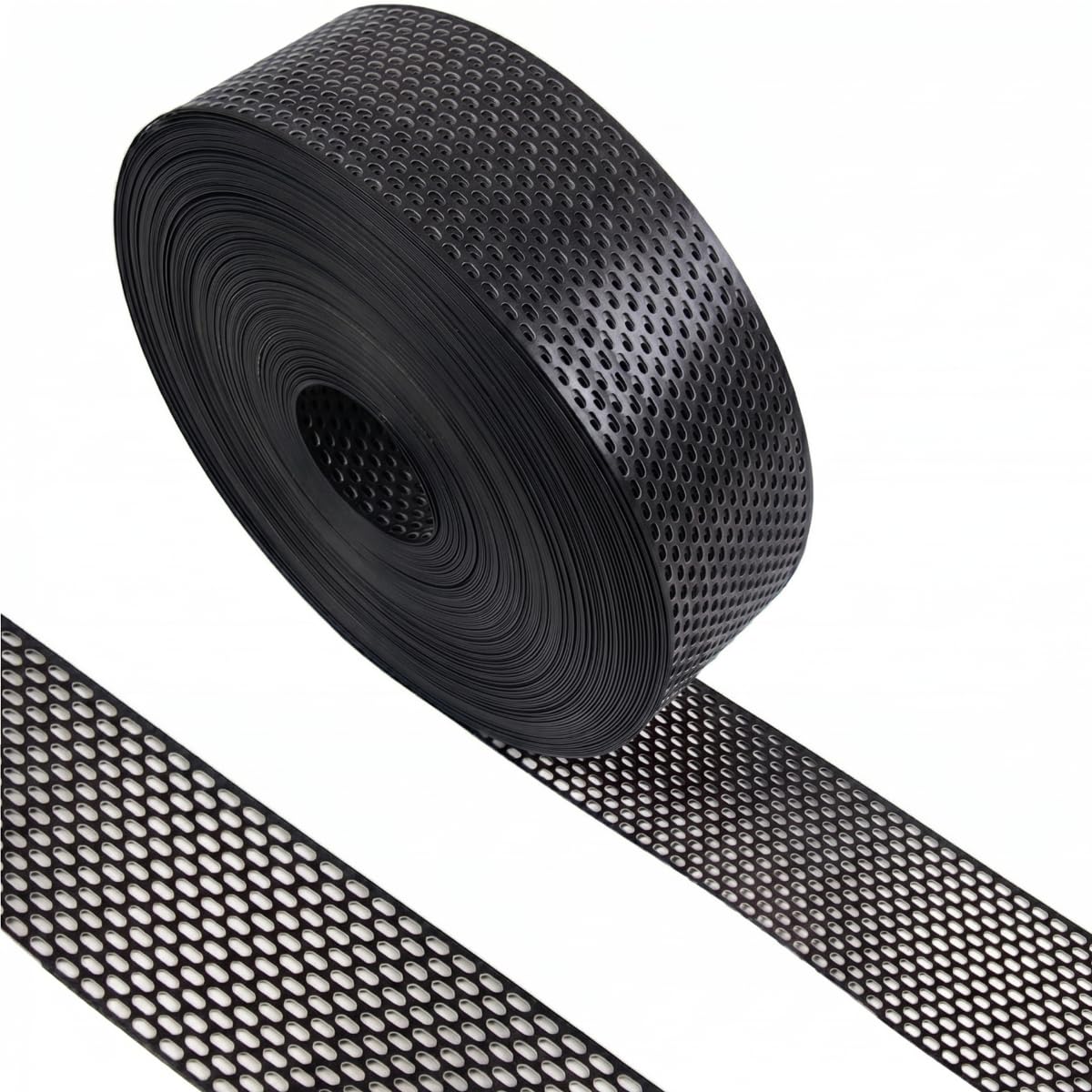 PVC Traufgitter 80 mm x 60lfm Lüftungsband Lüftungsgitter Vogelschutzgitter (Schwarz (RAL9005))