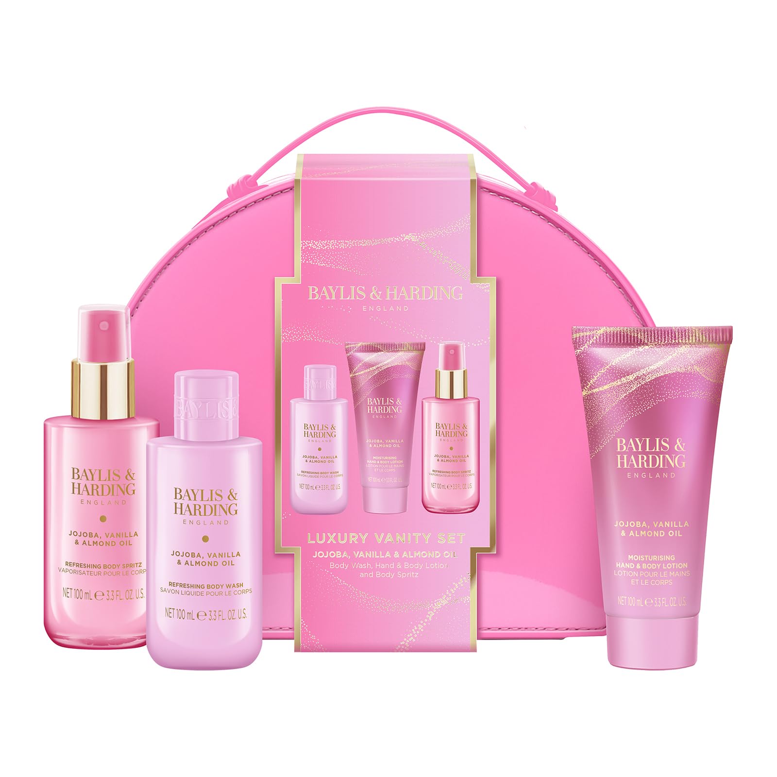 Baylis & Harding Jojoba, Vanilla & Almond Oil Luxury Vanity Gift Set (Pack of 1) - Vegan Friendly