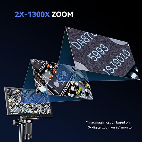 Miniatura 7 de TOMLOV DM202M Microscopio digital HDMI con multímetro + tubo de extensión ET02, microscopio de soldadura de 10.1 pulgadas para adultos, microscopio