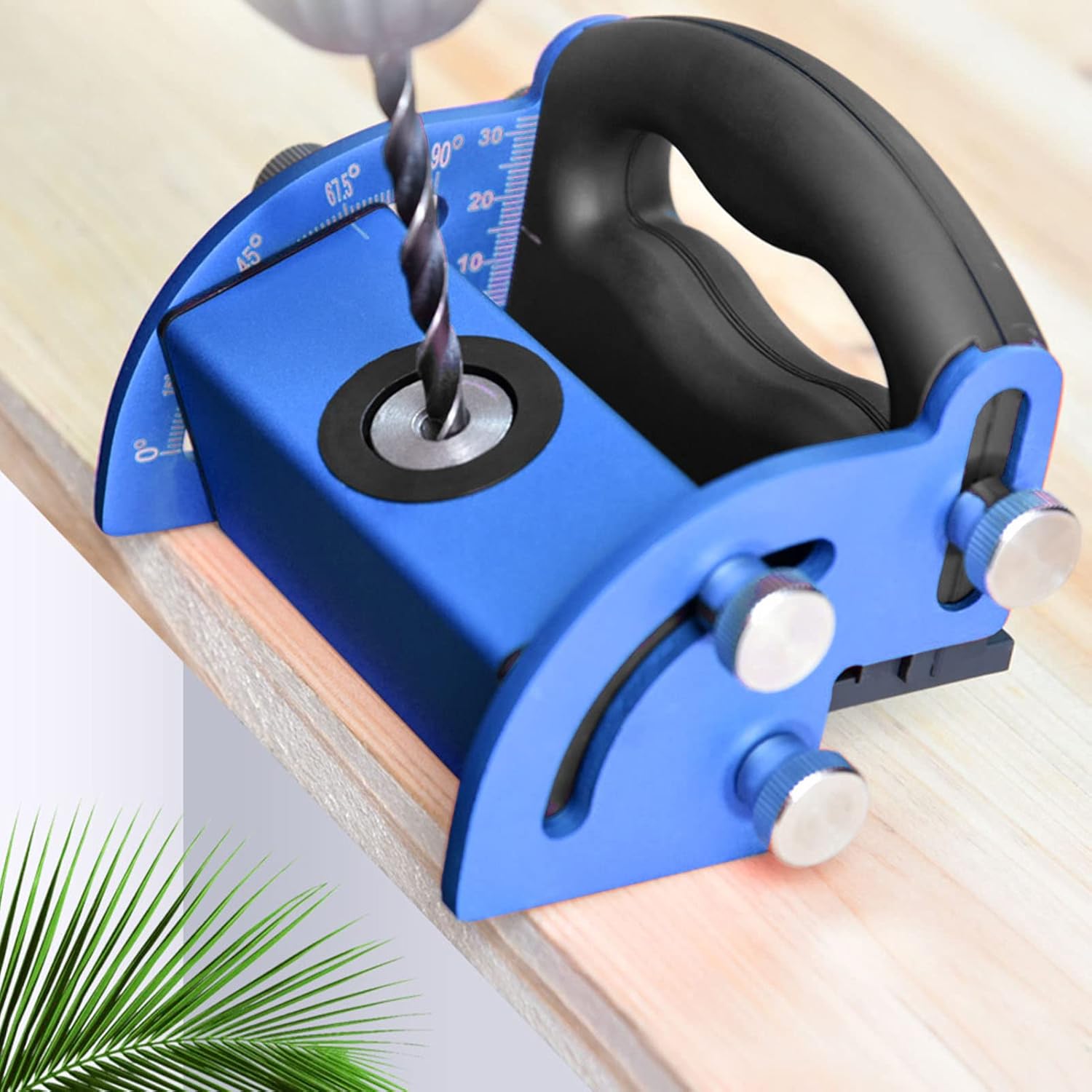 Woodworking Guide Positioner, Doweling Jig Drill Kit Pocket Hole Woodworking Puncher Woodworking Hole Locator for Woodworking Drilling (Blue)