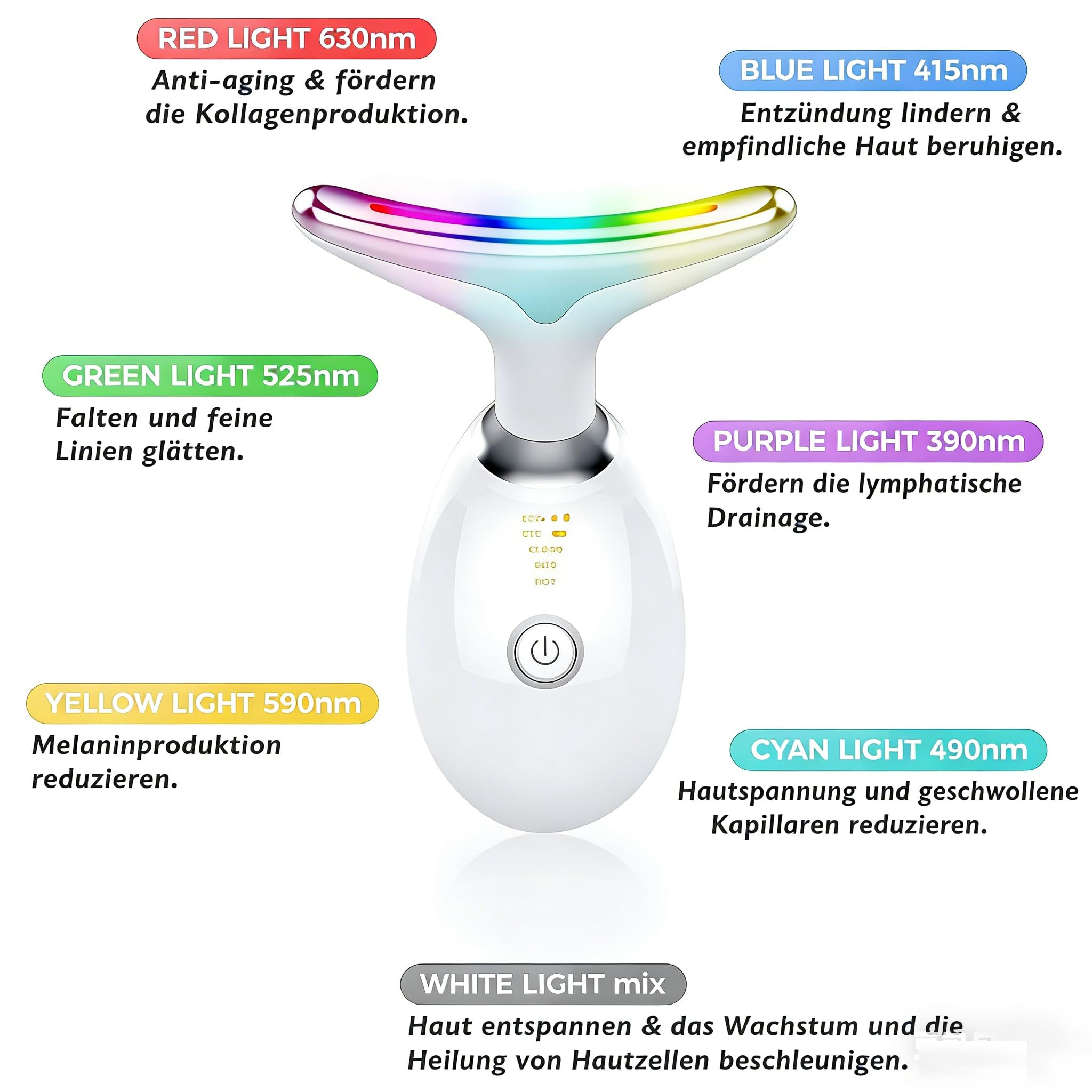 7 Farben LED Licht, EMS & Gua Sha Elektrisches Gesichtsmassagegerät mit 3 Modus, 45°C Konstante Erwärmung, V Shape Face Effekt - Face Massager