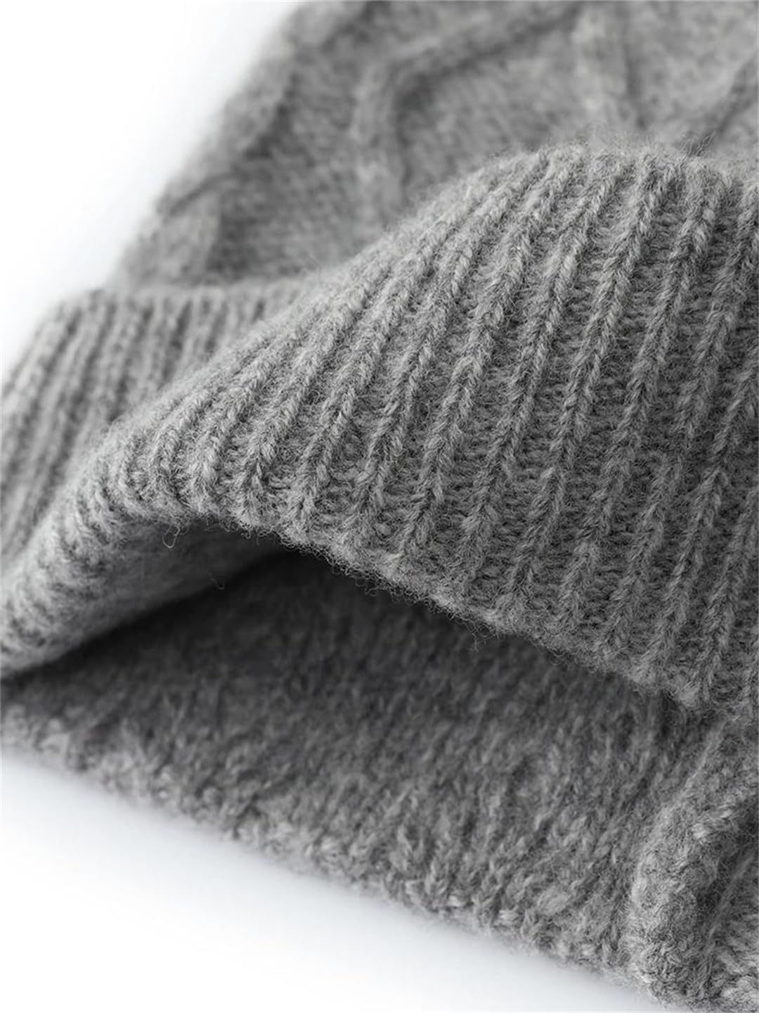 Women Merino Wool Knitted Thick Warm and Soft Outdoor Solid Beanie Caps Hats