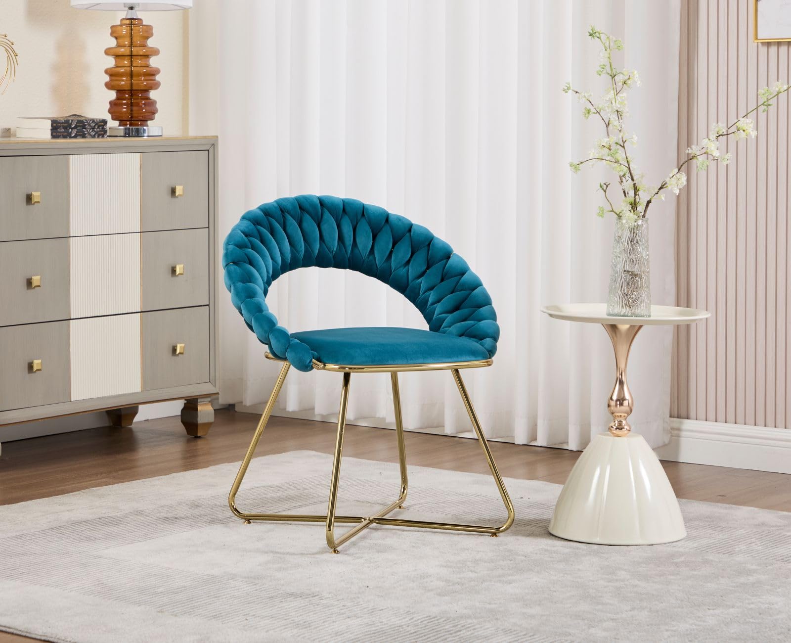 Ya-Home Set di 2 Poltrone Imbottita in Velluto Poltrona Salotto con Gambe in Metallo Oro Sedia da Salotto Moderna Poltrocina per Camera da Letto/Soggiorno, Petrolio