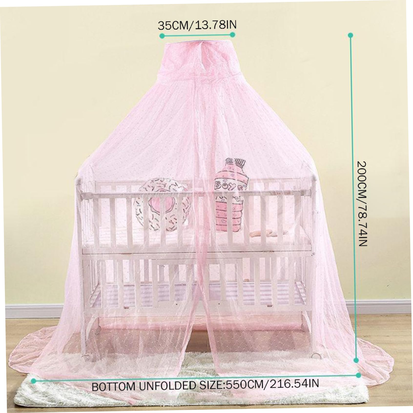 NIDONE Canopiale, tettoia traspirante in maglia fine baby -baldacchino, tenda per culla a pattern jacquard, rete di zanzare per la circonferenza di 16, 4 piedi letto per bambini