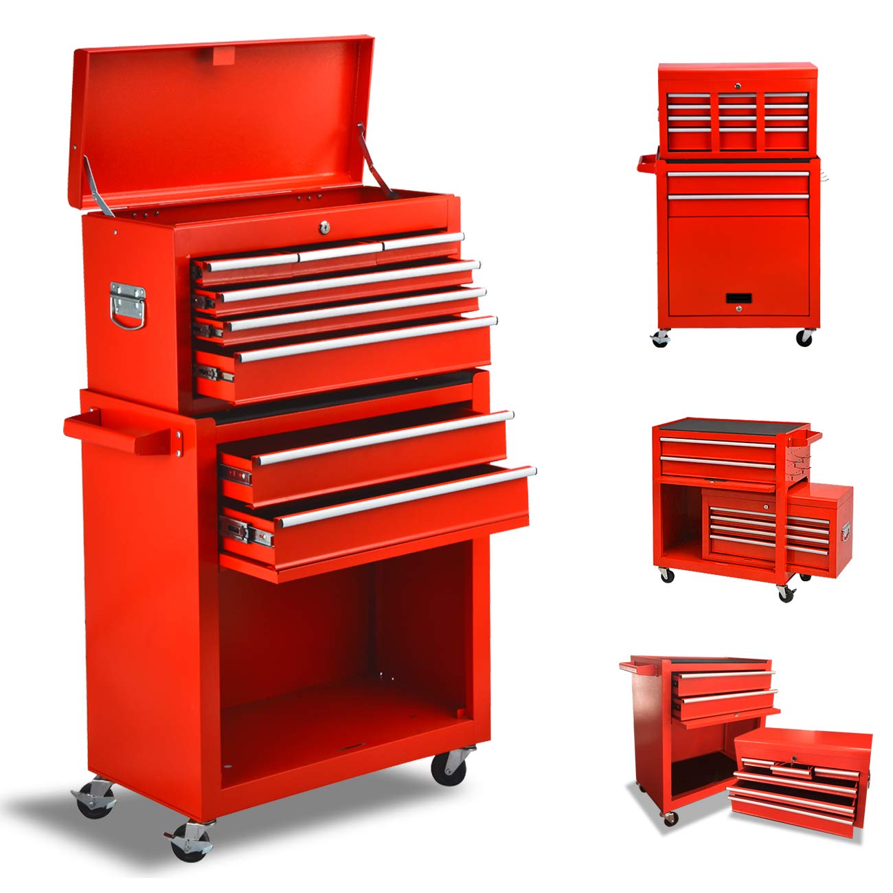 Buy 8 Drawers Tool Chest, Rolling Tool box with Lock, High Capacity Tool Chest with Sliding