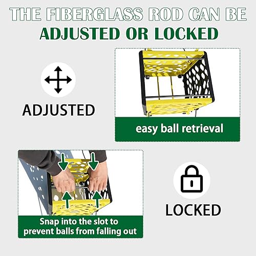 Miniatura 5 de Coleccionista de pelota de tenis de doble función, 60 pelotas de tenis con capacidad de 40 pelotas de pickleball, parte superior ligera de pelota de