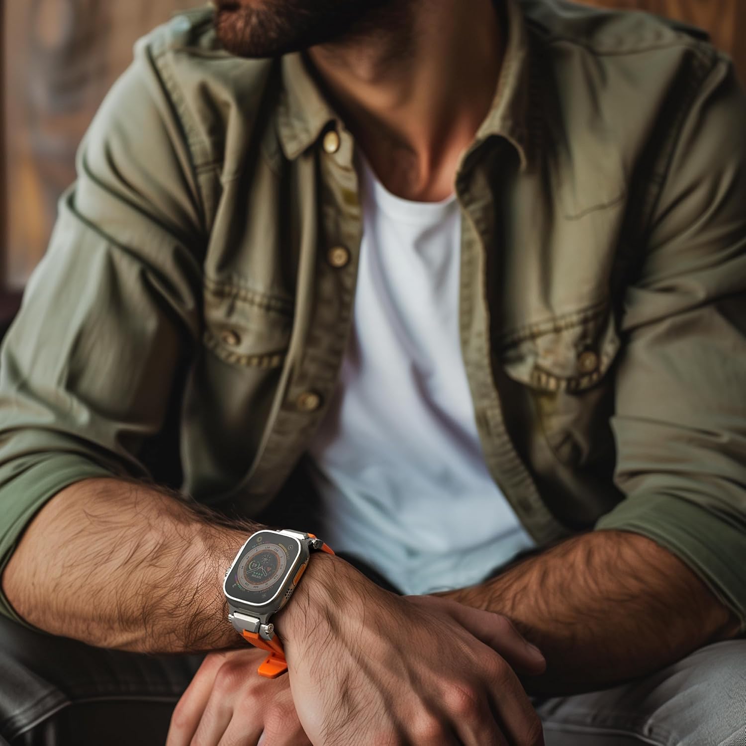 ULTIMAL Sport Band for Apple Watch 49mm/46mm/45mm/44mm, Soft TPU Strap with Stainless Steel Buckle & Connectors, Sweat-Resistant, Easy to Clean, Fits 155-225mm Wrist, for Apple watch Ultra 3/2/1, SE 3/2/1, Series 11/10/9/8/7/6/5/4 (Orange) - Image 7