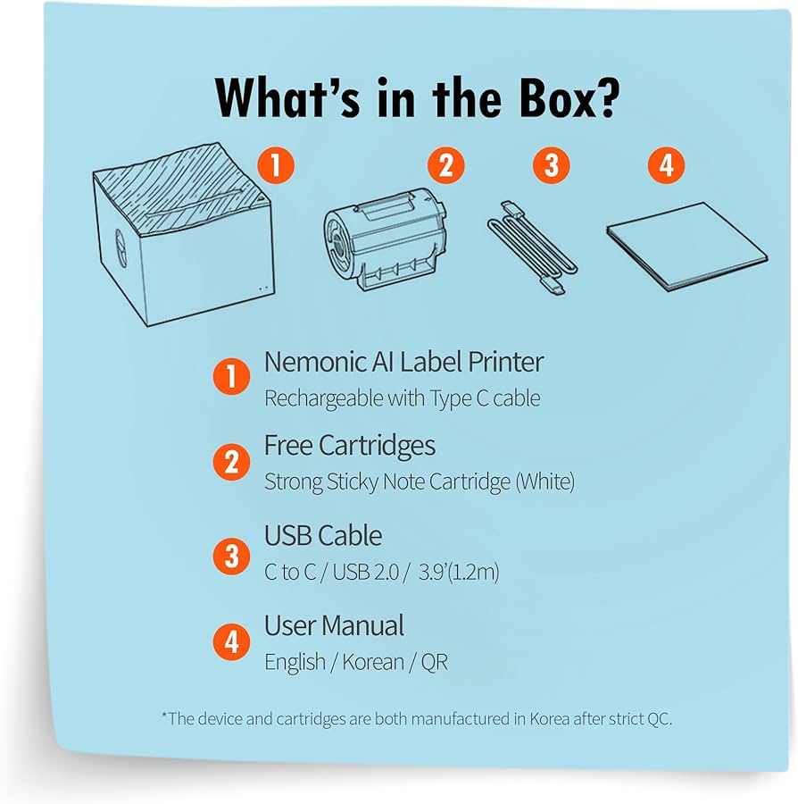NEMONIC ラベル　プリント　ノートプリンター Amazon.com : MANGOSLAB Nemonic Label Printer | Inkless Bluetooth